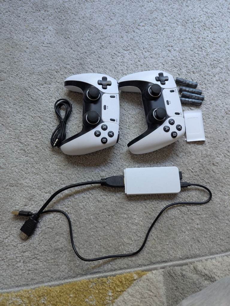 Retro game console with two controllers 