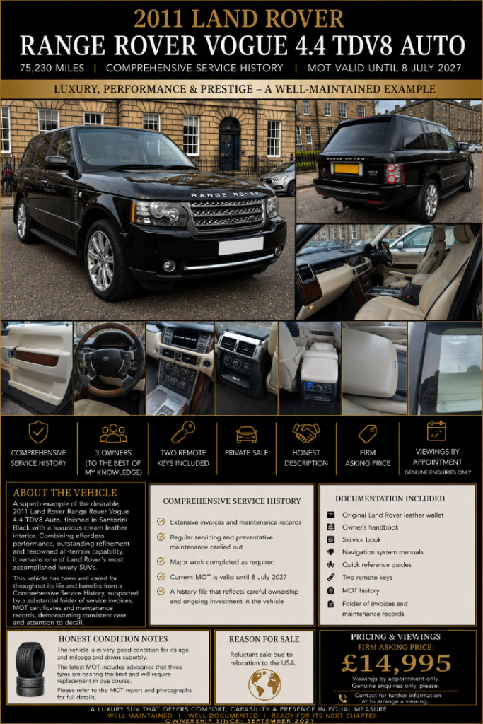 2011 Land Rover Range Rover Vogue 4.4 TDV8 Auto - a well-maintained example