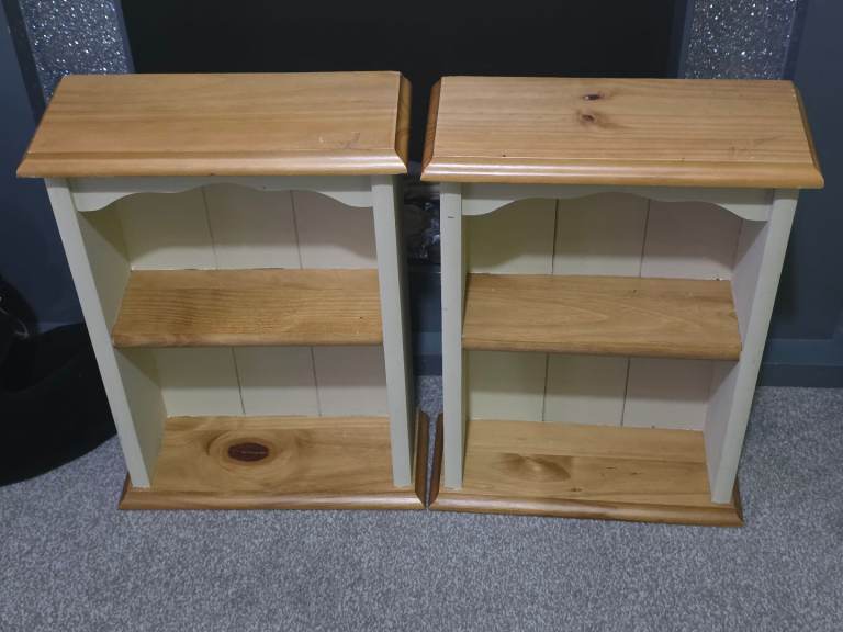 image for 2x small painted pine shelves