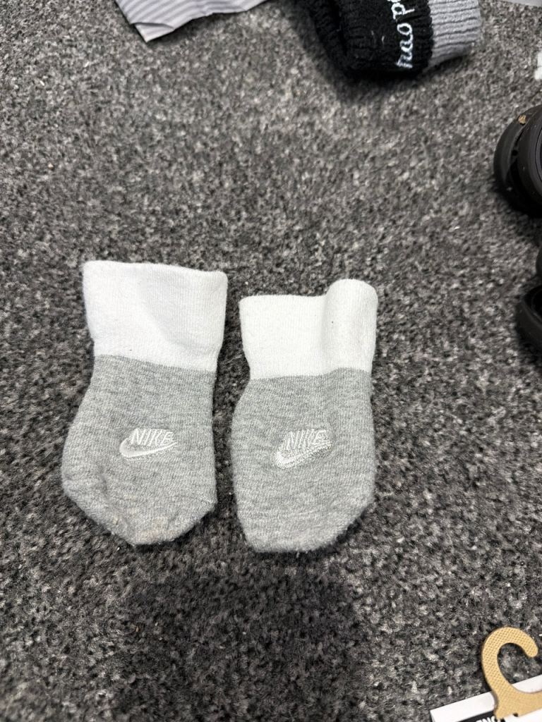 Nike Baby Socks – Grey & White, Good Condition