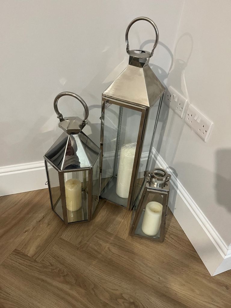 Metal silver lanterns home accessories / weddding
