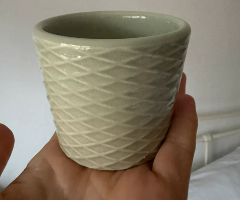 Small sage green plant pot