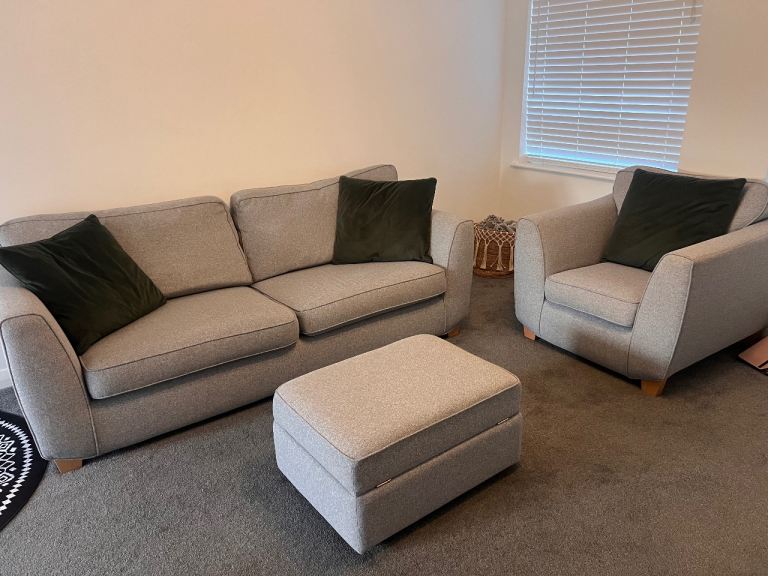3/4 seater sofa armchair and footstool 