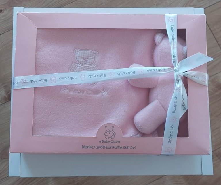 Baby Girl Gift Set New Born Pink Blanket & Bear Rattle from Target