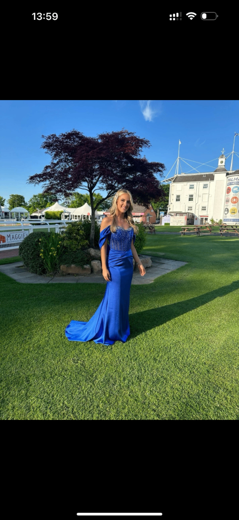 Blue prom/evening dress satin embellished gown