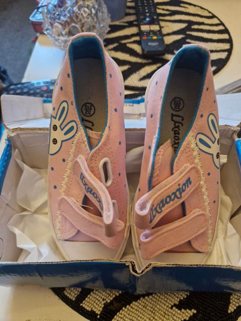 Kids Pink Bunny Canvas Shoes – Size 23, As Good As New