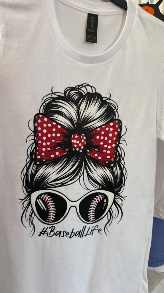 New White Women's #BaseballLife T-Shirt