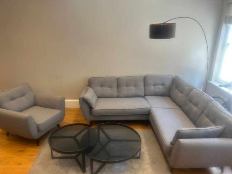 DFS grey sofa & arm chair