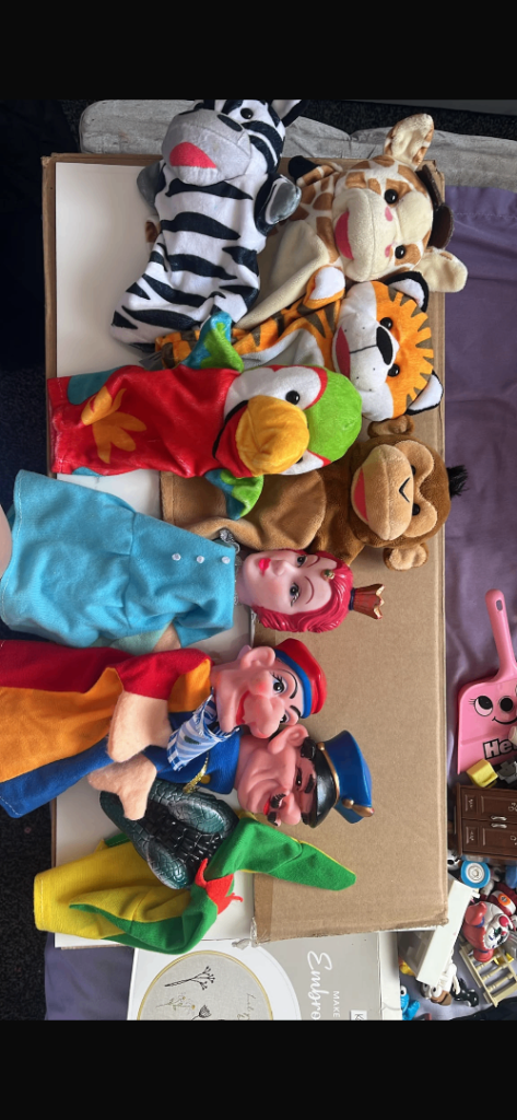 Set of 7 Hand Puppets – Animals & People, Good Condition