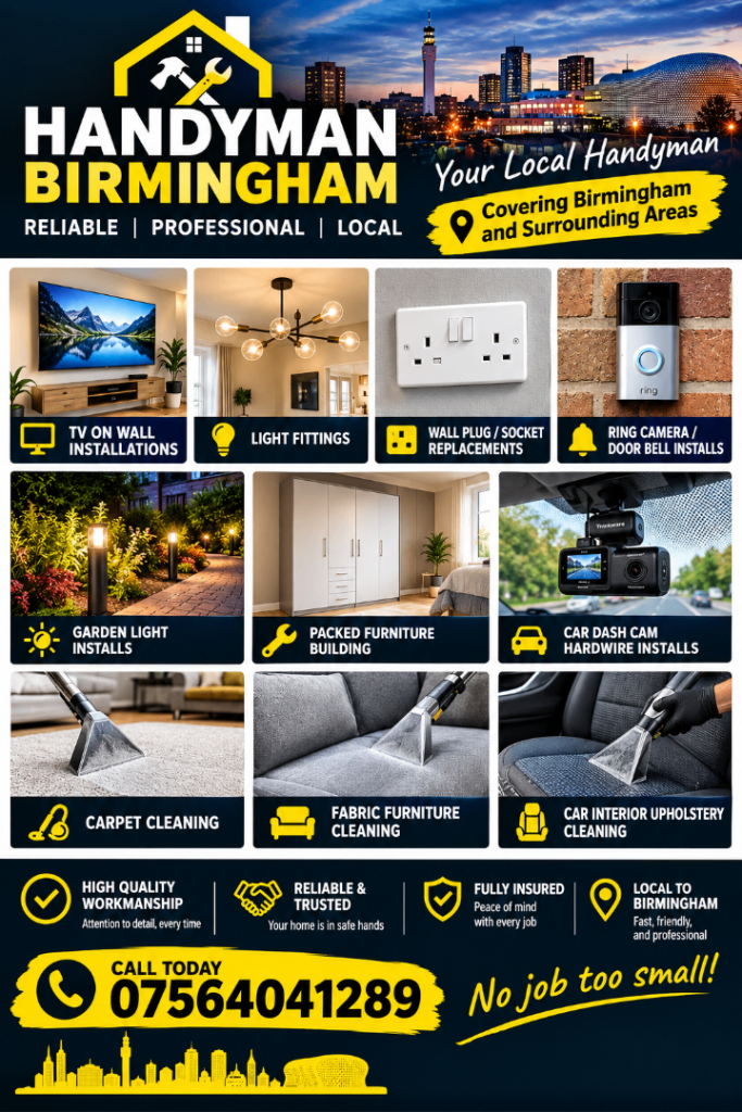 Handyman birmingham - TV Mounting, Furniture Assembly, Ring Doorbell, Installer, Carpet clean
