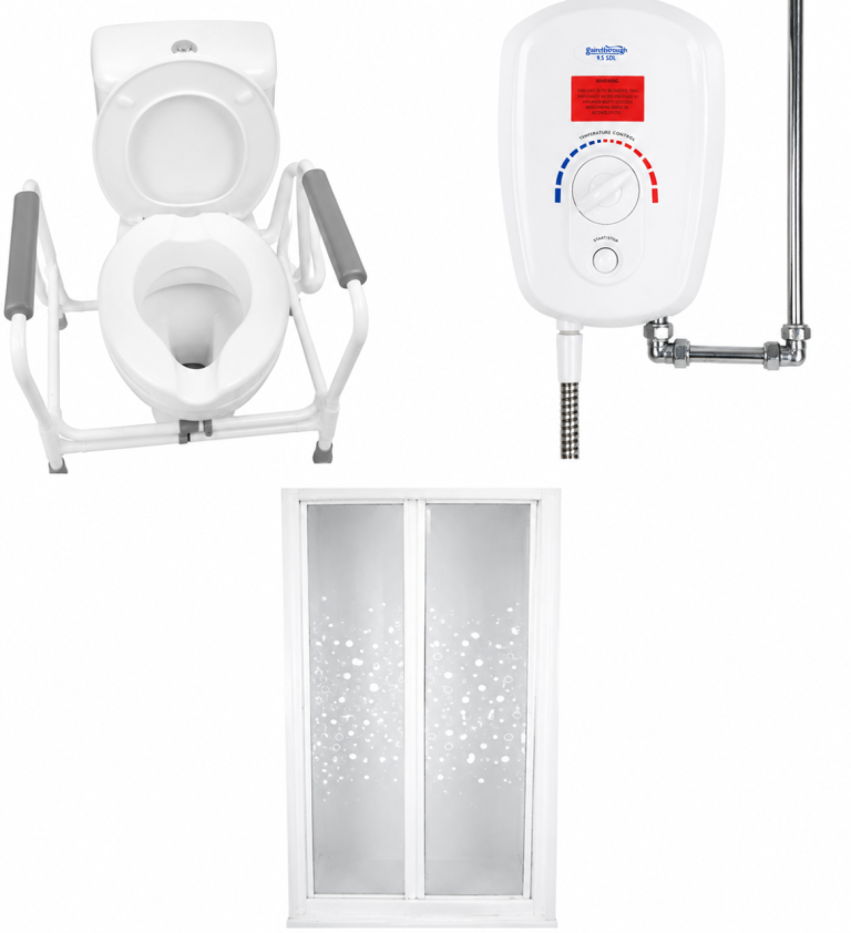 Gainsborough 9.5kW Electric Shower, Shower Door & Toilet – Good Condition