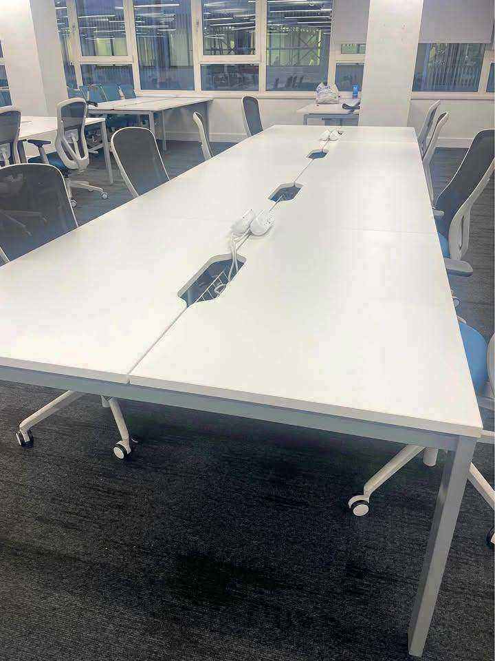 Used secondhand white 16 sets of 6 or 8 or 4 pod bank bench hot desk various sizes see description