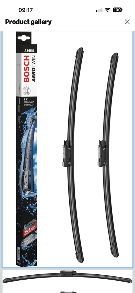 Bosch Aerotwin A 955 S – Front Windscreen Wiper Blades (600mm/575mm) – New