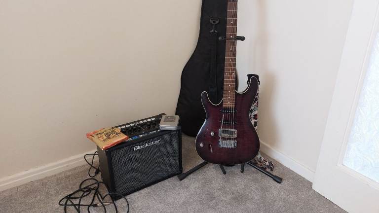 Left-handed Ibanez SA Series Guitar and Blackstar Amp 