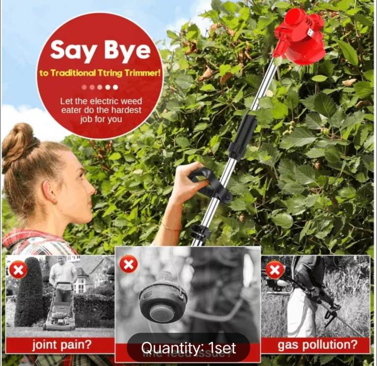 Electric Grass Trimmer 21V Cordless Strimmer with 2x Batteries & Charger - 650W