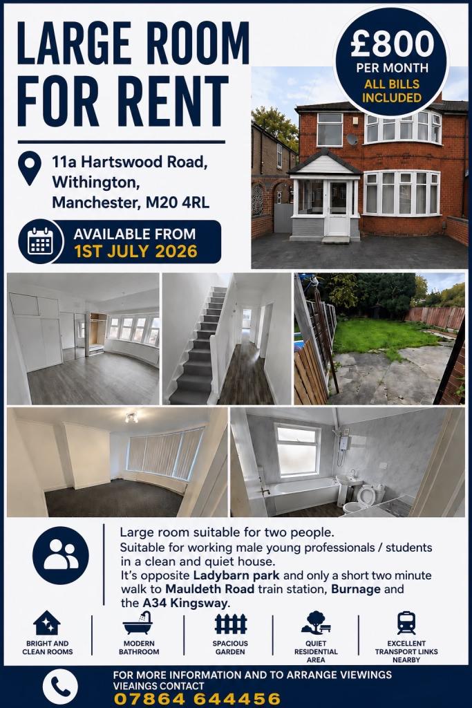 Large room for rent 