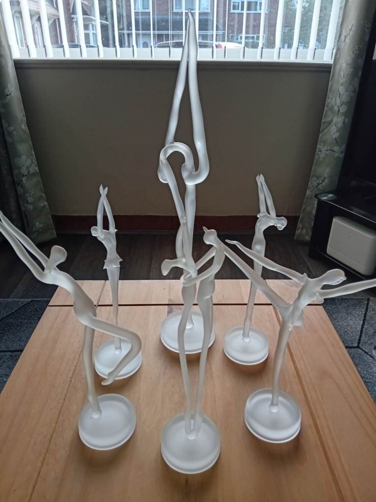 Set of 6 Frosted Glass Ballerina Figurines – Good Condition