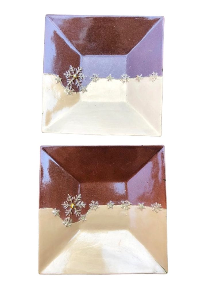 x2 Yankee Candle Decorative Plates Christmas Snowflake Theme Brand New No Tags