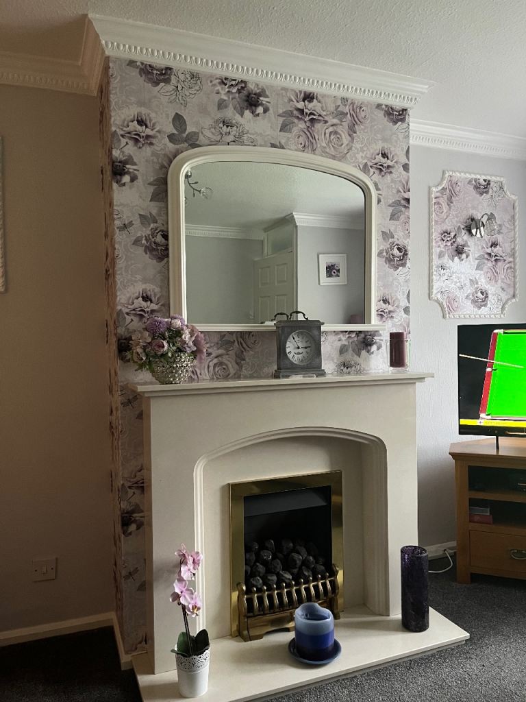 Mirror with white painted wooden frame