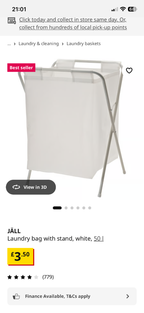 JÄLL Laundry Bag with Stand, White