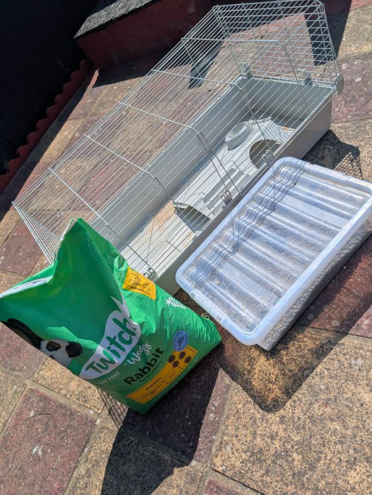 Indoor cage and rabbit food