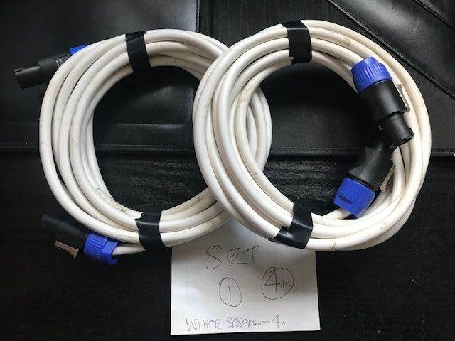 SPEAKER CABLES x 2 USED - PAIR 4metre SPEAKON PLUG TO SPEAKON PLUG- £20
