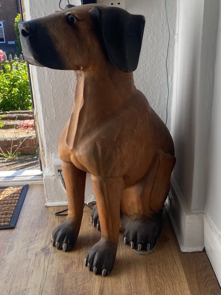 Life size wooden dog