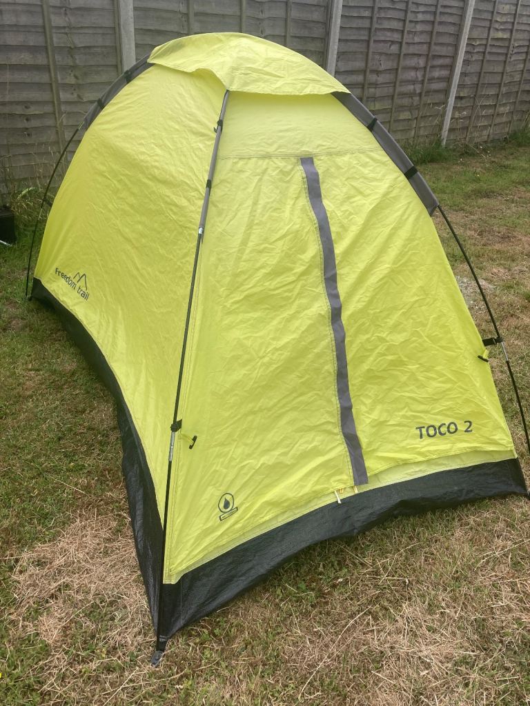 Dome tent 1.2x2m ish sleeps 1 easily advertising says 2 used
