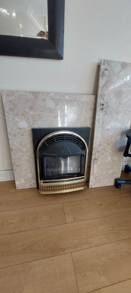 Cast iron gas fire with marble surround – untested”