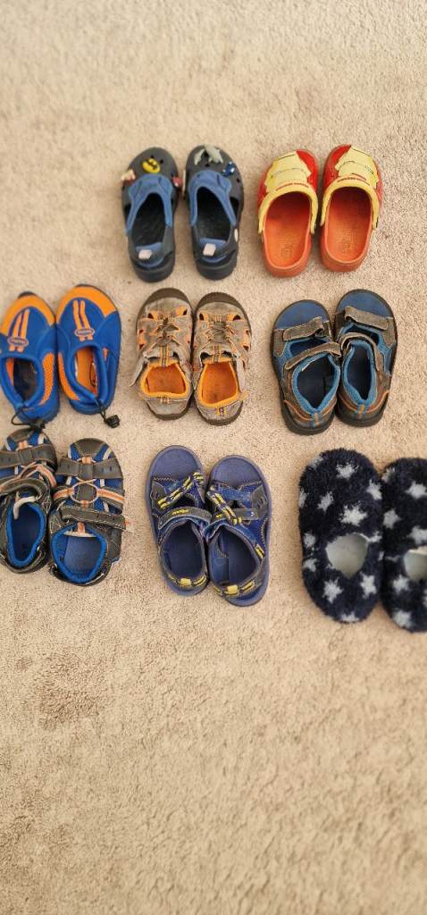 Kids' Shoes Bundle - Sandals, Sliders, and Crocs - Good Condition