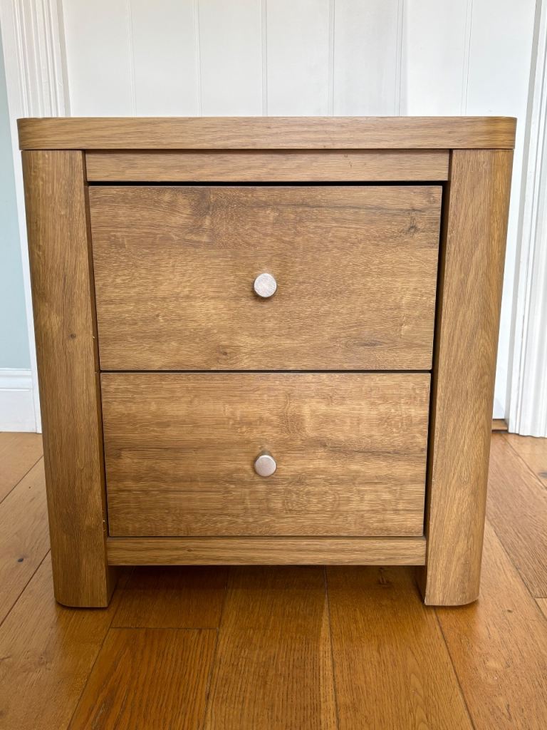 Next bedside table, oak effect 