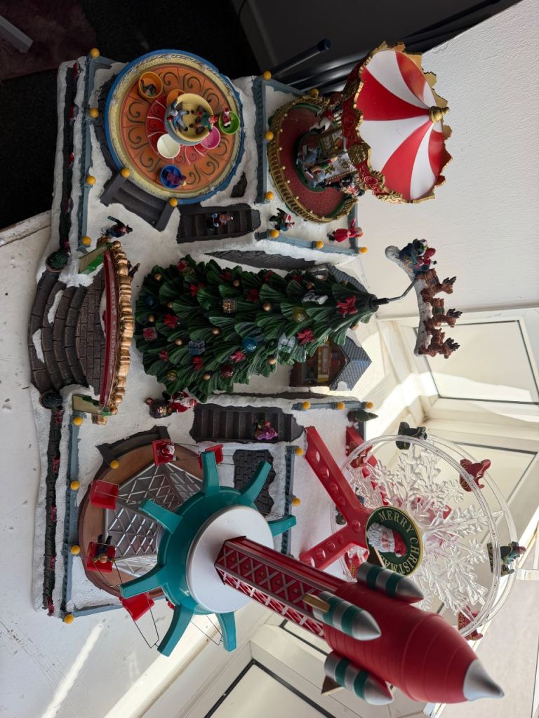 Christmas Fairground Scene with Lights and Music - Good Condition