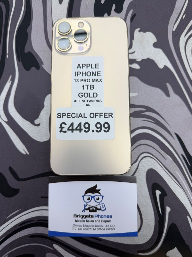 APPLE IPHONE 13 PRO MAX 1TB GOLD UNLOCKED ALL NETWORKS ONE YEAR WARRANTY 