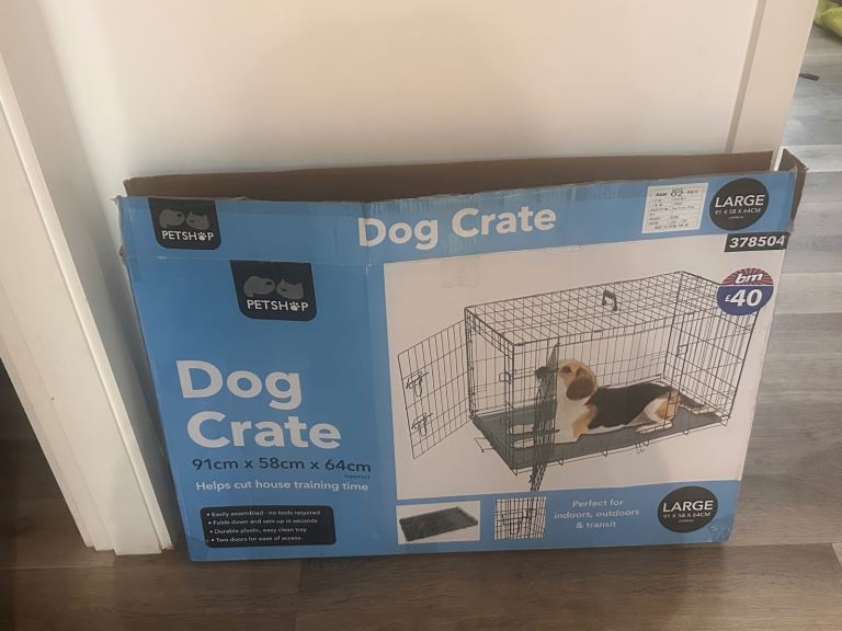 Dog cage, folds flat double door
