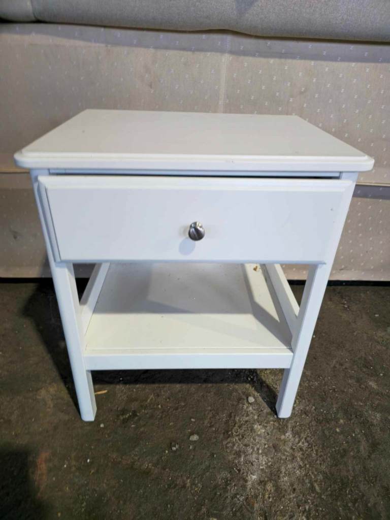 White bedside table