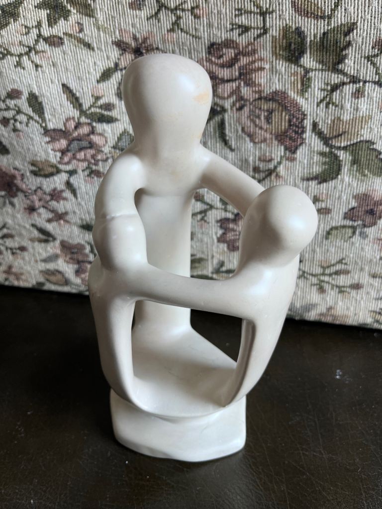 African Soapstone Stone Abstract Sculpture Mother & Child  