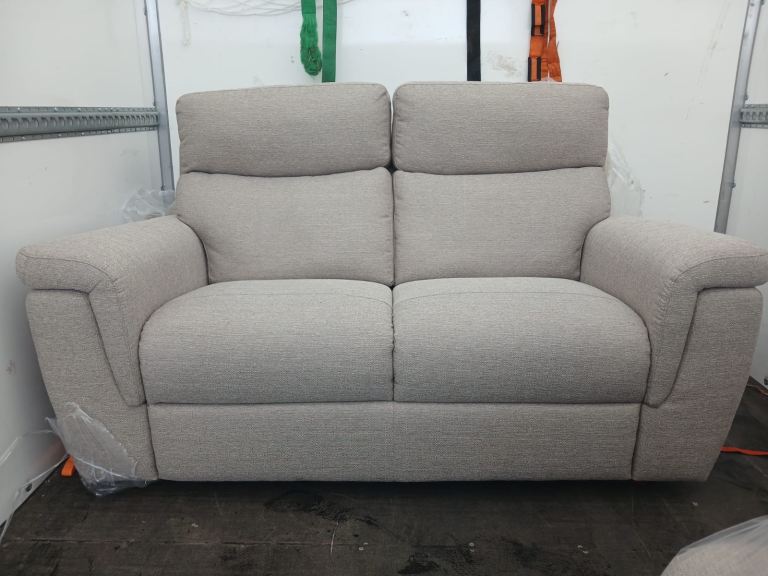 Italian Fabric 2 Seater Sofa Set – Power Recliner + Static – Brand New