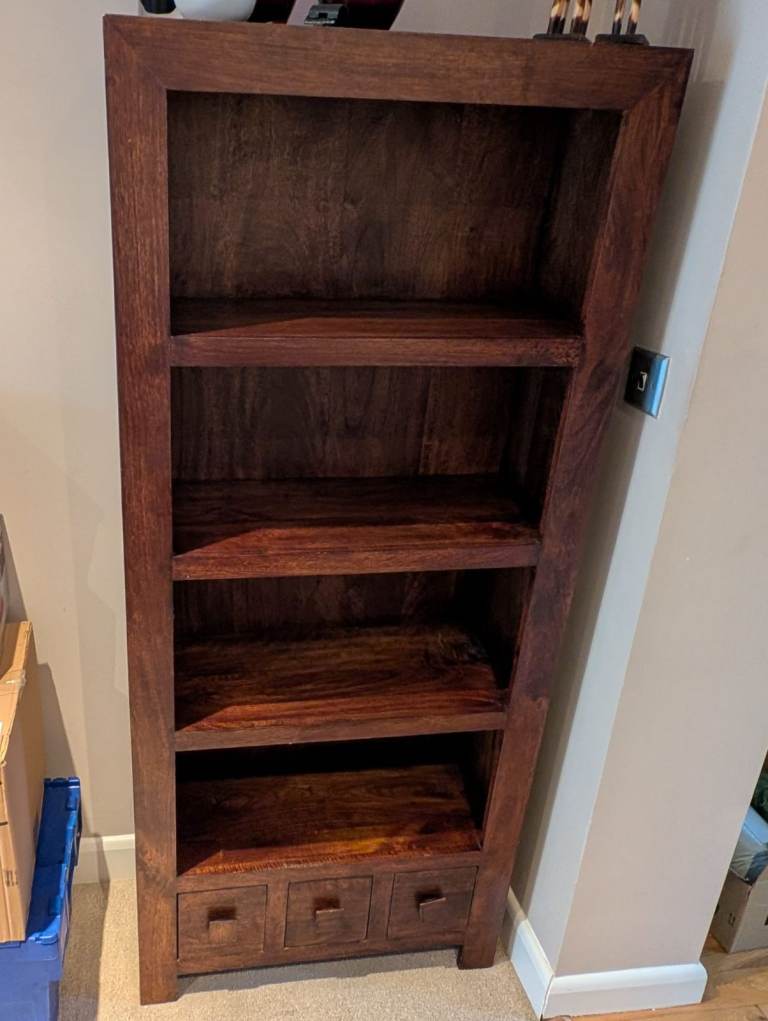 Book Case with 3 drawers – Dark Mango Wood (Sideboard also available, advertised separately)
