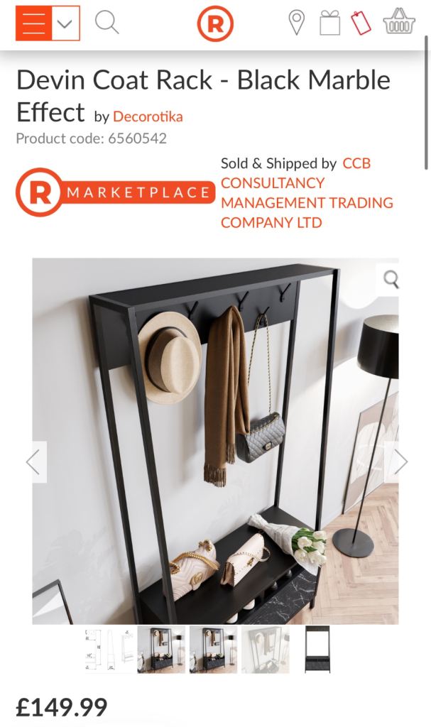 Devin Coat Rack - Black Marble Effect - The Range