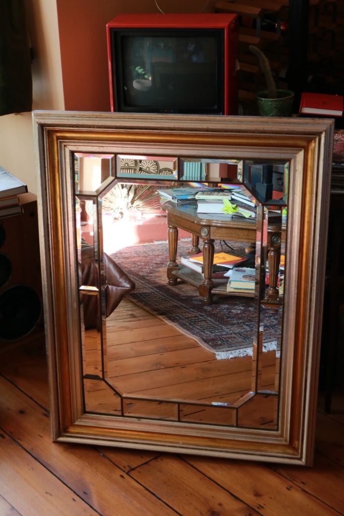 Art deco vintage gold & silver wall mirror 95cm x 75cm