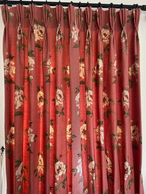 Colfax & Fowler ‘Westbury Tomato’ French Pleat Curtains - 5 Pairs Available 