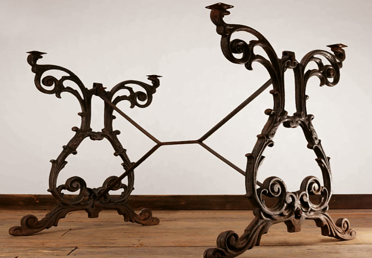 SIX ORNATE CAST IRON PUB TABLE BASES: MICROPUBS, HOME BARS, MAN AND WOMAN CAVES