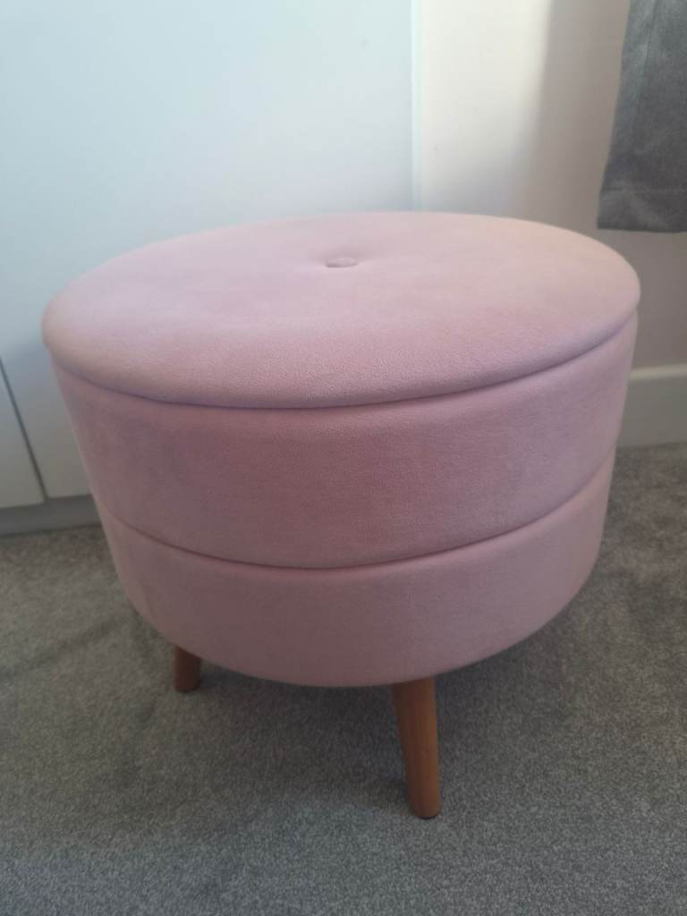 Pink velvet storage stool