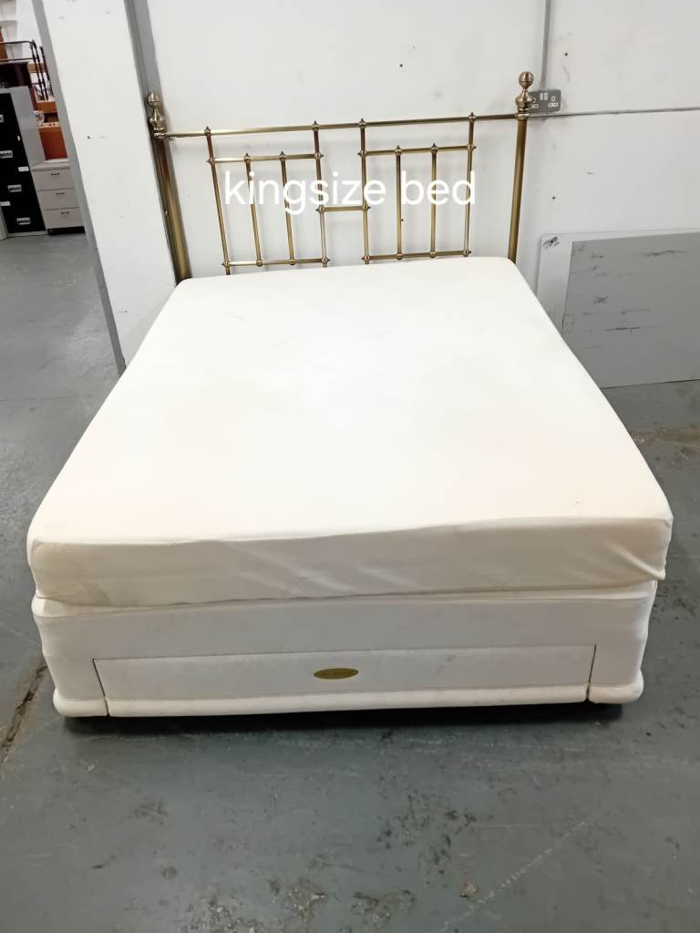 Millbrook king size spring base divan with drawer, headboard and Tempur memory foam mattress Ref:230