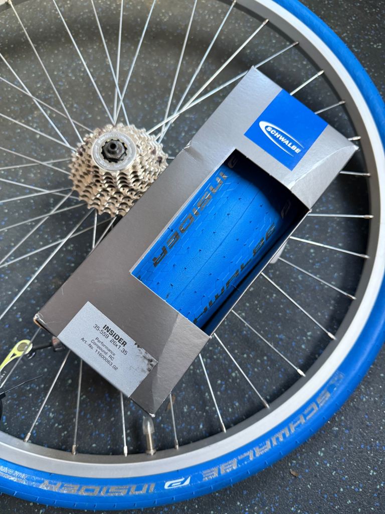 Brand new 2 Schwalbe 26” insider tires with brand new rear wheel 