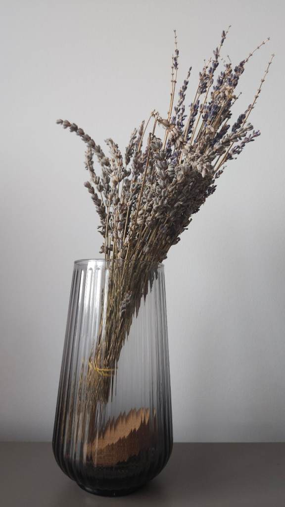 Grey Ribbed Glass Vase – IKEA GRADVIS – 19cm
