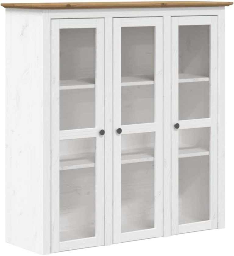 Kitchen cabinet with glass doors, white and brown