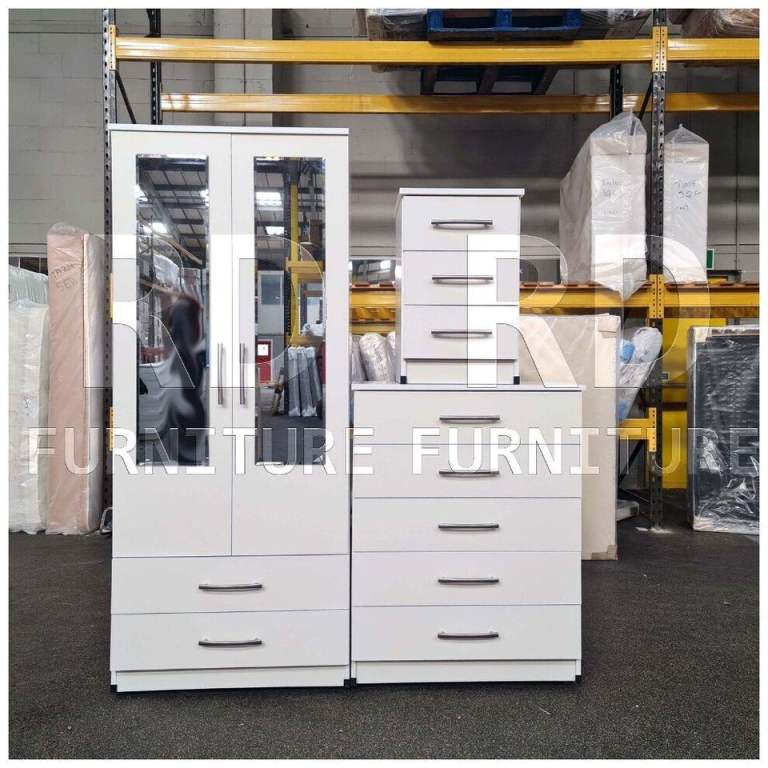 image for Sale on wardrobe | New  2 door white complete set wardrobe