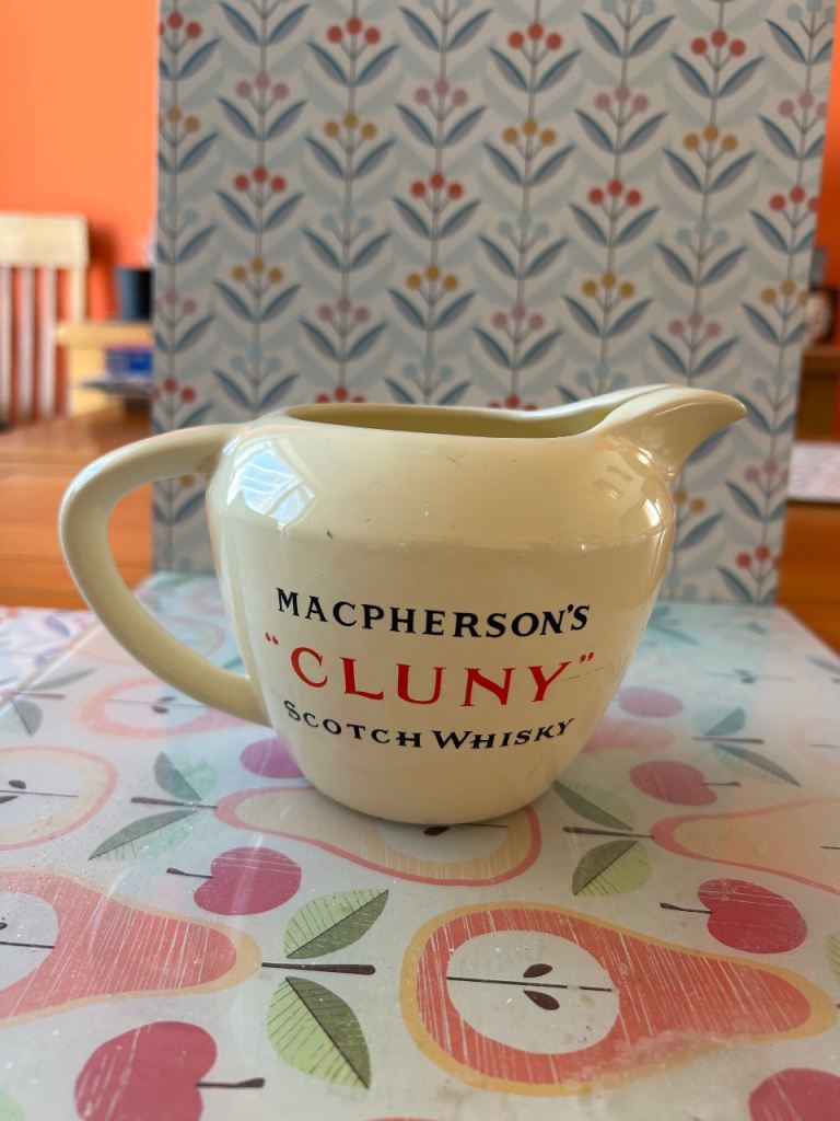 Vintage Macpherson's 'Cluny' Scotch Whisky Ceramic Jug - Cream