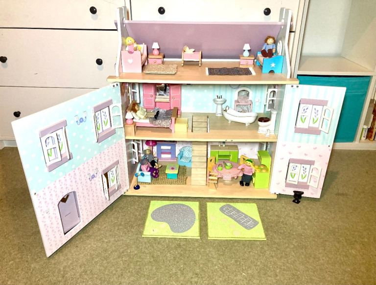 image for Dolls house with furniture and figures